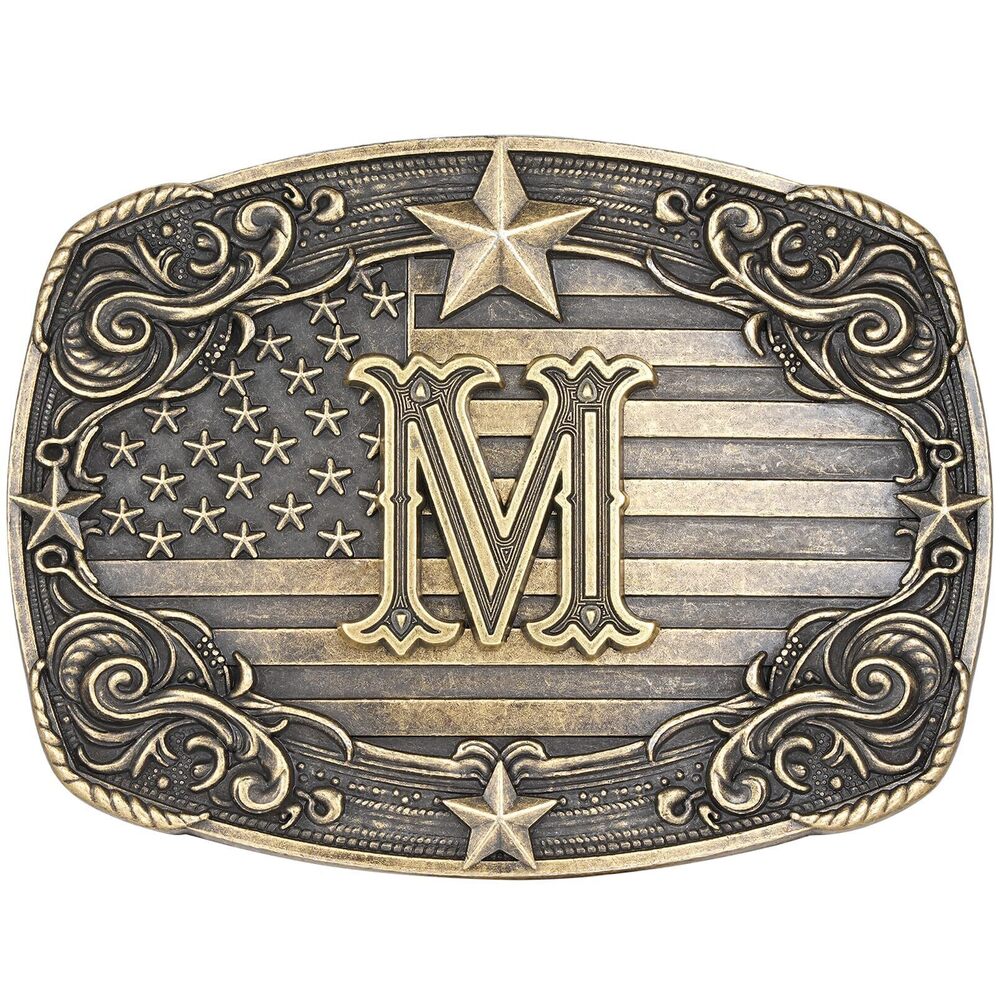 6959 Western Belt Buckle Vintage Initial Letter M Cowboy Belt Buckle Texas